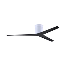 Load image into Gallery viewer, Eliza Outdoor Flush Mount Ceiling Fan in Gloss White/Matte Black.
