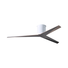 Load image into Gallery viewer, Eliza Outdoor Flush Mount Ceiling Fan in Gloss White/Old Oak.
