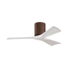 Load image into Gallery viewer, Irene IR3H Indoor / Outdoor Flush Mount Ceiling Fan in Walnut/Matte White (42-Inch).

