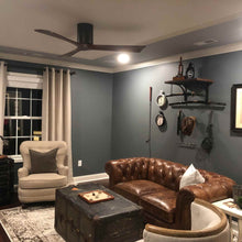 Load image into Gallery viewer, Irene IR3H Indoor / Outdoor Flush Mount Ceiling Fan in living room.
