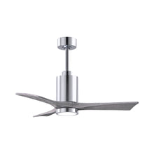 Load image into Gallery viewer, Patricia 3 Indoor / Outdoor LED Ceiling Fan in Polished Chrome/Barnwood (42-Inch).
