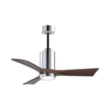 Load image into Gallery viewer, Patricia 3 Indoor / Outdoor LED Ceiling Fan in Polished Chrome/Walnut (42-Inch).
