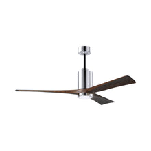 Load image into Gallery viewer, Patricia 3 Indoor / Outdoor LED Ceiling Fan in Polished Chrome/Walnut (60-Inch).

