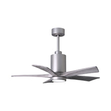 Load image into Gallery viewer, Patricia 5 Indoor / Outdoor LED Ceiling Fan in Brushed Nickel/Barnwood (42-Inch).
