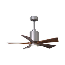 Load image into Gallery viewer, Patricia 5 Indoor / Outdoor LED Ceiling Fan in Brushed Nickel/Walnut (42-Inch).
