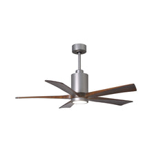 Load image into Gallery viewer, Patricia 5 Indoor / Outdoor LED Ceiling Fan in Brushed Nickel/Walnut (52-Inch).
