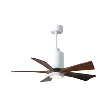 Load image into Gallery viewer, Patricia 5 Indoor / Outdoor LED Ceiling Fan in Gloss White/Walnut (42-Inch).

