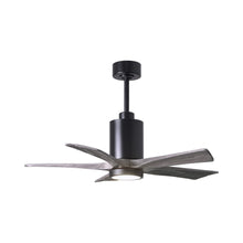 Load image into Gallery viewer, Patricia 5 Indoor / Outdoor LED Ceiling Fan in Matte Black/Barnwood (42-Inch).
