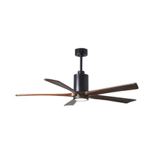 Load image into Gallery viewer, Patricia 5 Indoor / Outdoor LED Ceiling Fan in Matte Black/Walnut (60-Inch).
