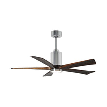 Load image into Gallery viewer, Patricia 5 Indoor / Outdoor LED Ceiling Fan in Polished Chrome/Walnut (52-Inch).

