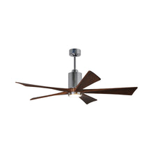 Load image into Gallery viewer, Patricia 5 Indoor / Outdoor LED Ceiling Fan in Polished Chrome/Walnut (60-Inch).
