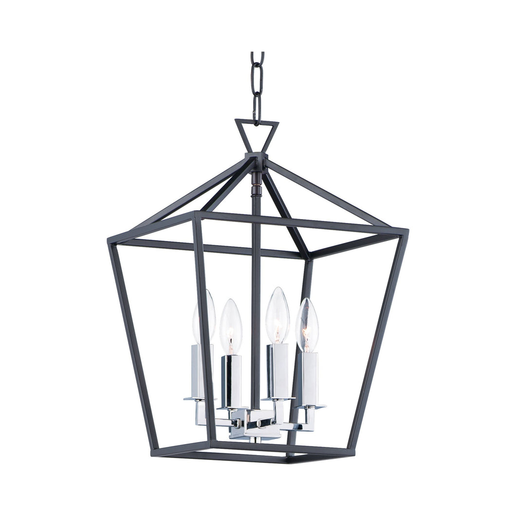 Abode Chandelier in Textured Black/Polished Nickel (Small).