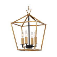 Load image into Gallery viewer, Abode Chandelier in Gold Leaf/Textured Black (Small).
