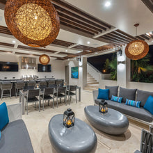 Load image into Gallery viewer, Bali Outdoor Pendant Light in living room.
