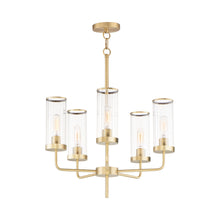 Load image into Gallery viewer, Crosby Chandelier in Satin Brass (5-Light).
