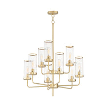 Load image into Gallery viewer, Crosby Chandelier in Satin Brass (9-Light).
