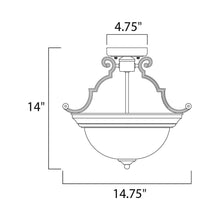 Load image into Gallery viewer, Essentials 584 Semi Flush Mount Ceiling Light - line drawing.
