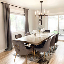Load image into Gallery viewer, Flambeau LED Chandelier in dining room.
