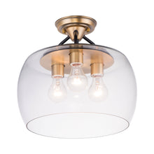 Load image into Gallery viewer, Goblet Semi Flush Mount Ceiling Light in Bronze/Antique Brass (3-Light).
