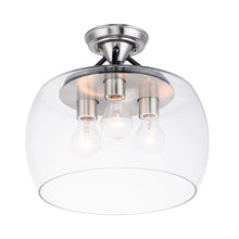 Load image into Gallery viewer, Goblet Semi Flush Mount Ceiling Light in Black/Satin Nickel (3-Light).
