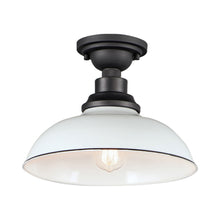 Load image into Gallery viewer, Granville Outdoor Flush Mount Ceiling Light in White/Black.
