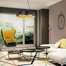 Load image into Gallery viewer, Honeycomb LED Chandelier in living room.
