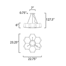 Load image into Gallery viewer, Honeycomb LED Chandelier - line drawing.
