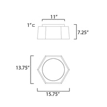 Load image into Gallery viewer, Honeycomb LED Flush Mount Ceiling Light - line drawing.
