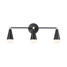 Load image into Gallery viewer, Lovell Bath Vanity Light in Satin Brass/Black.
