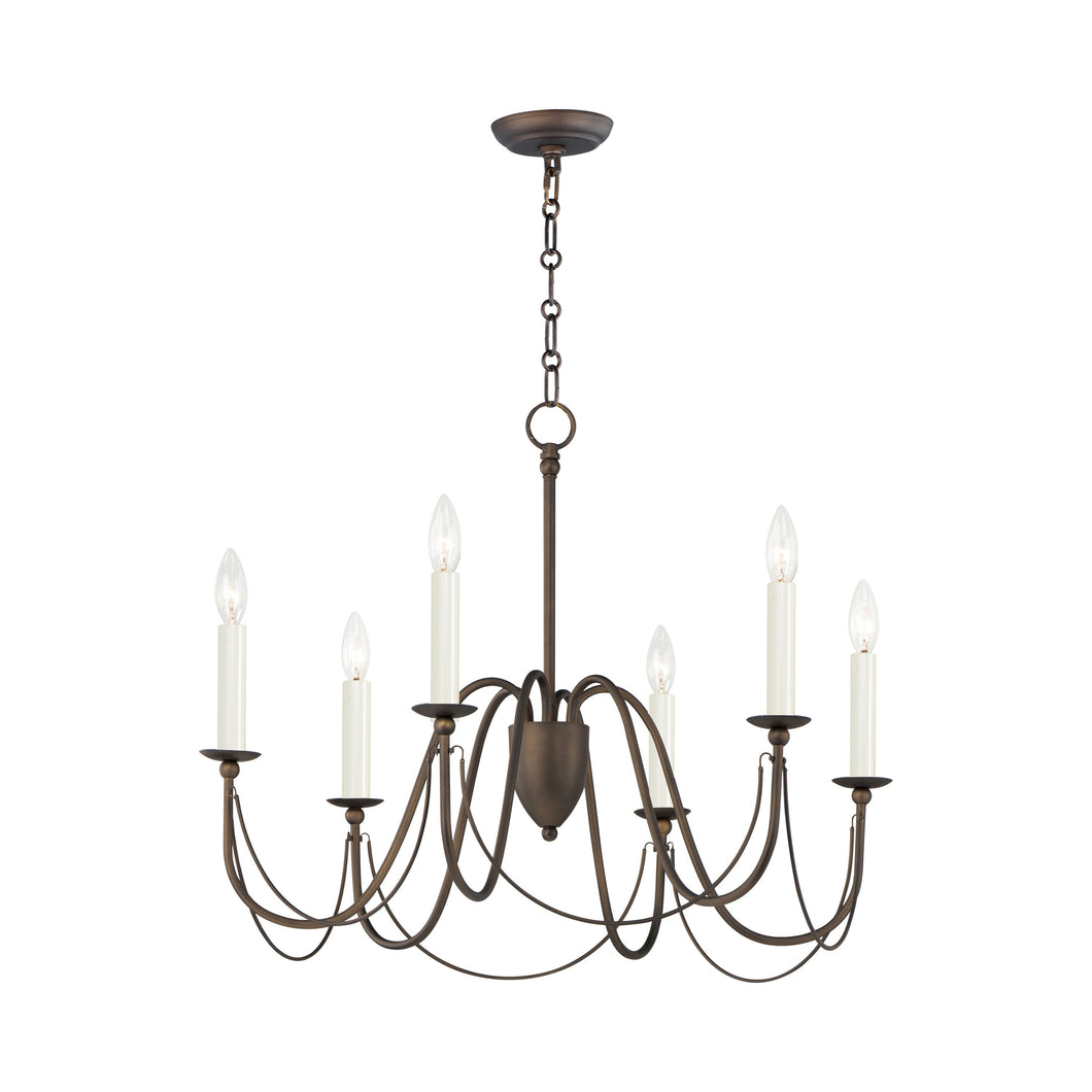 Plumette Chandelier in Chestnut Bronze (6-Light).