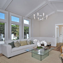 Load image into Gallery viewer, Silo Chandelier in living room.
