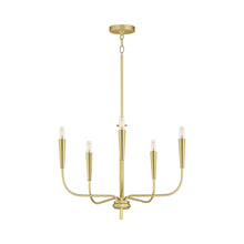 Load image into Gallery viewer, Vela Chandelier in Satin Brass (5-Light).
