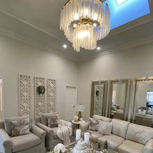 Load image into Gallery viewer, Victoria Chandelier in living room.
