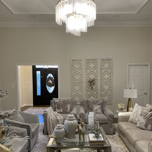 Load image into Gallery viewer, Victoria Chandelier in living room.
