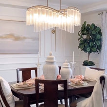 Load image into Gallery viewer, Victoria Linear Suspension Light in dining room.
