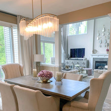 Load image into Gallery viewer, Victoria Linear Suspension Light in dining room.
