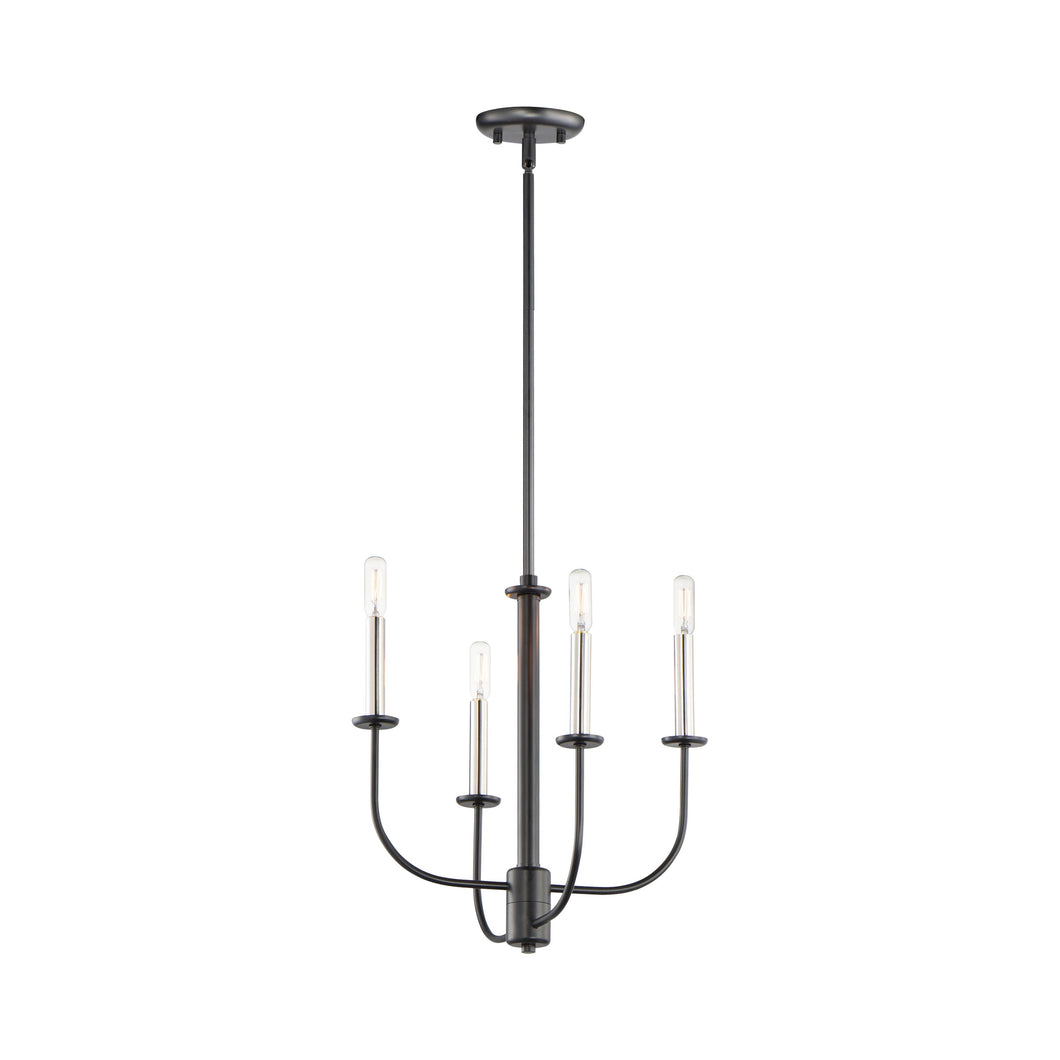 Wesley Chandelier in Black/Satin Nickel (4-Light).