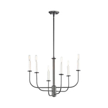 Load image into Gallery viewer, Wesley Chandelier in Black/Satin Nickel (6-Light).
