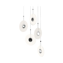 Load image into Gallery viewer, Meclisse™ Multi Light LED Pendant Light in Polished Chrome/Etched Glass (5-Light).
