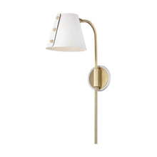 Load image into Gallery viewer, Meta LED Wall Light in Aged Brass / White.
