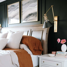 Load image into Gallery viewer, Metal No.2 Swing Arm Wall Light in bedroom.
