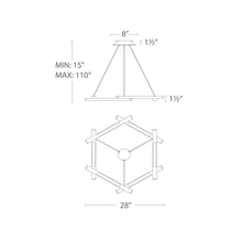 Load image into Gallery viewer, Metric LED Pendant Light - line drawing.
