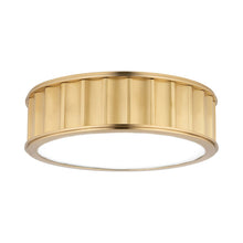 Load image into Gallery viewer, Middlebury Flush Mount Ceiling Light in Round/2-Light/Aged Brass.
