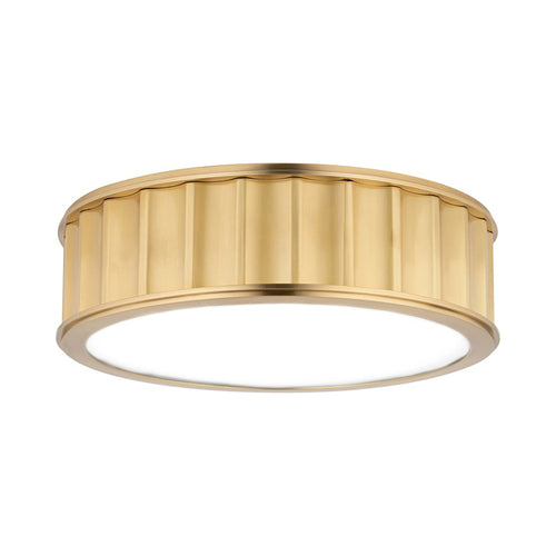 Middlebury Flush Mount Ceiling Light in Aged Brass.
