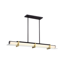 Load image into Gallery viewer, Midnight Gold LED Linear Pendant Light in Sand Black.
