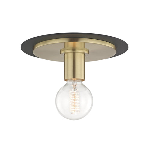 Milo Flush Mount Ceiling Light in Aged Brass / Black/Small.