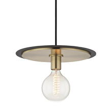 Load image into Gallery viewer, Milo Disc Pendant Light in Aged Brass / Black/Large.
