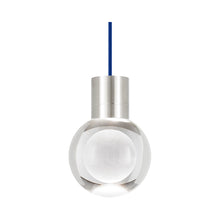Load image into Gallery viewer, Mina 3-Light LED Pendant Light in Blue/Satin Nickel.
