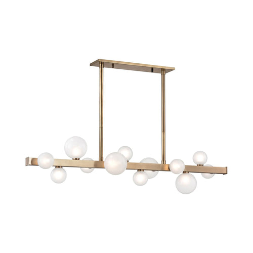 Mini Hinsdale Linear LED Pendant Light in Aged Brass.