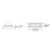 Load image into Gallery viewer, Mini Multiple Spots 3 Light LED Recessed Light Kit - line drawing.
